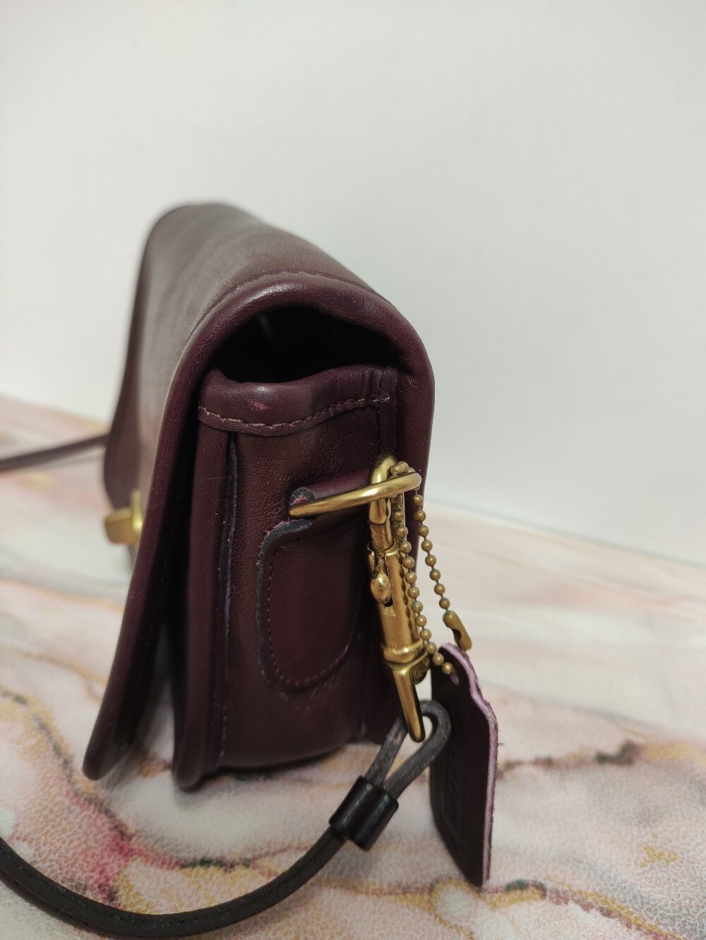 RARE Vintage Coach 9385 Shoulder Purse Kisslock Burgundy - Picture 7 of 14
